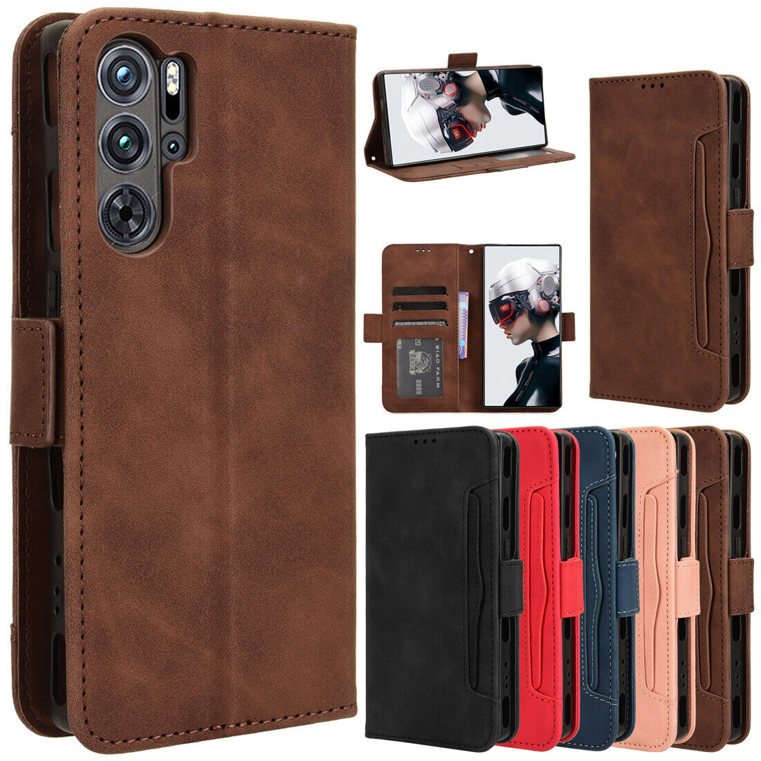 Portemonnee-hoesje voor OPPO Reno 12 5G met kaarthouder en polsband, 3D
