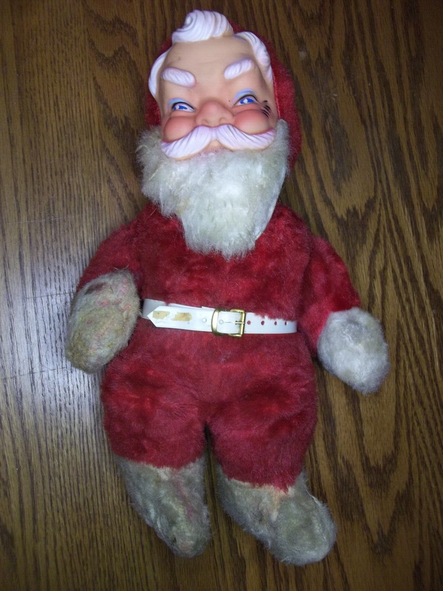vintage Rubber faced Santa Claus with plush body music box doesn't work Z53