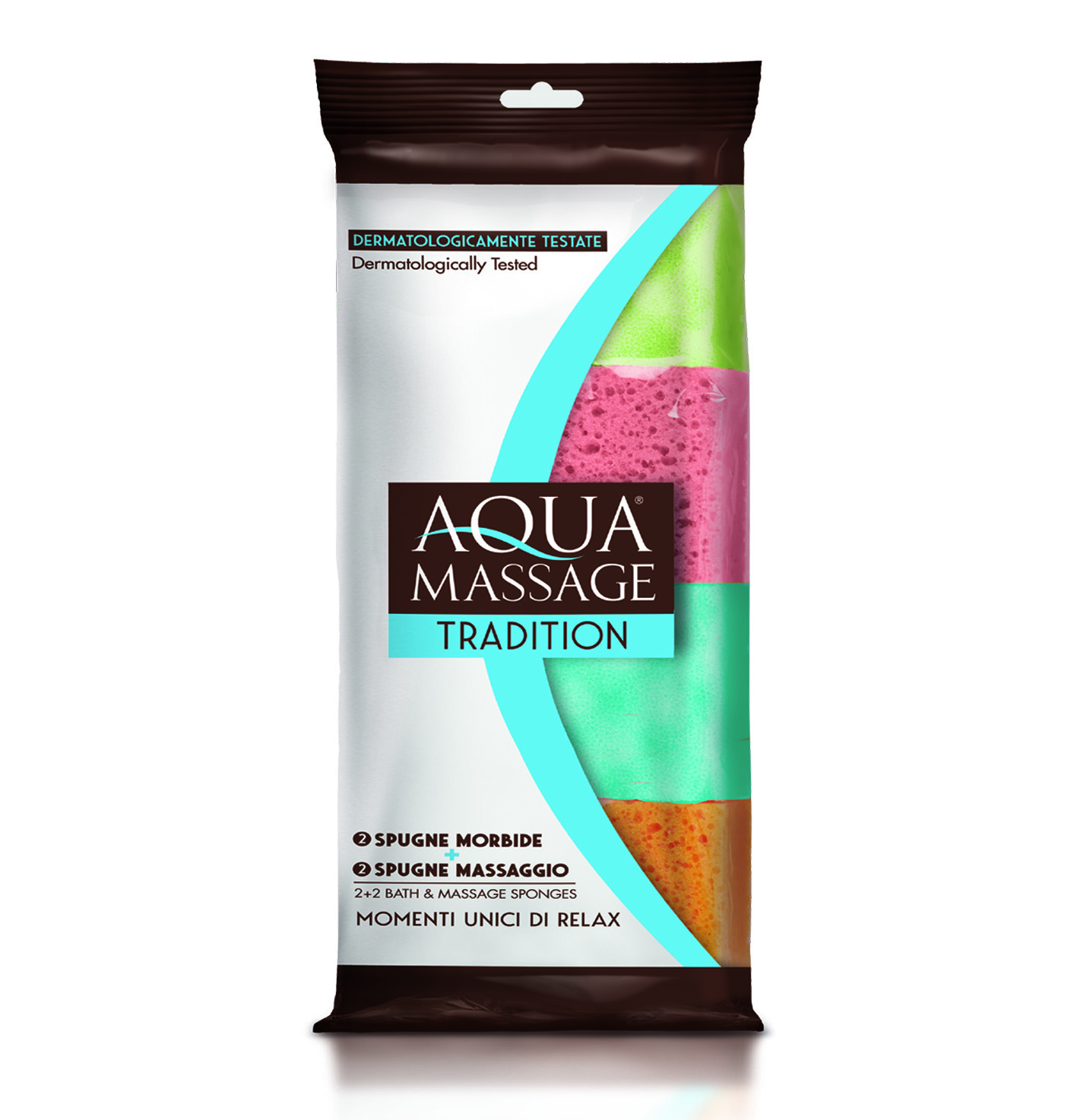 Aqua Massage 4 Pack - 2 Bath & 2 Massage Sponges - Dermatologically Tested