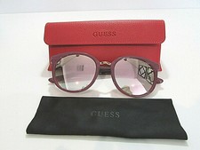 Guess GU 7601 GU7601 74U Pink Bordeaux Round Mirror UV Sunglasses Rx-Able Frame