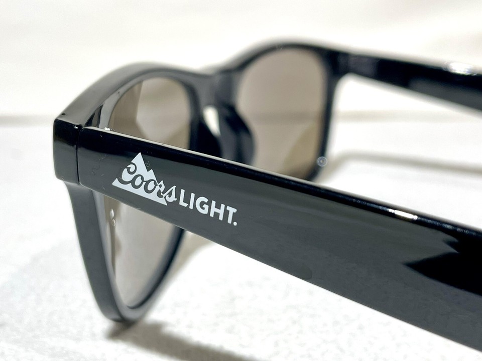 Coors Light Sunglasses Glossy Black Frames UV Protection Mirror Blue