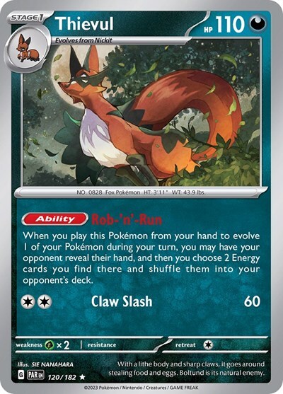 Pokemon Thievul (120/281) Paradox Rift LP REVERSE HOLO