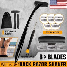 Men Back Razor Shaver Groomer Full Body Leg Hair Removal Trimmer Set Long Handle