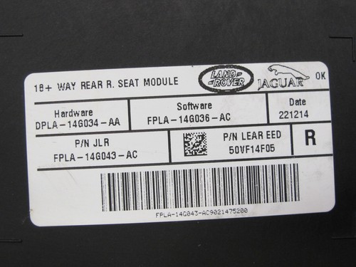2014-2015 LAND RANGE ROVER L405 REAR RIGHT SEAT CONTROL MODULE DPLA-14G034-AA - Picture 3 of 12