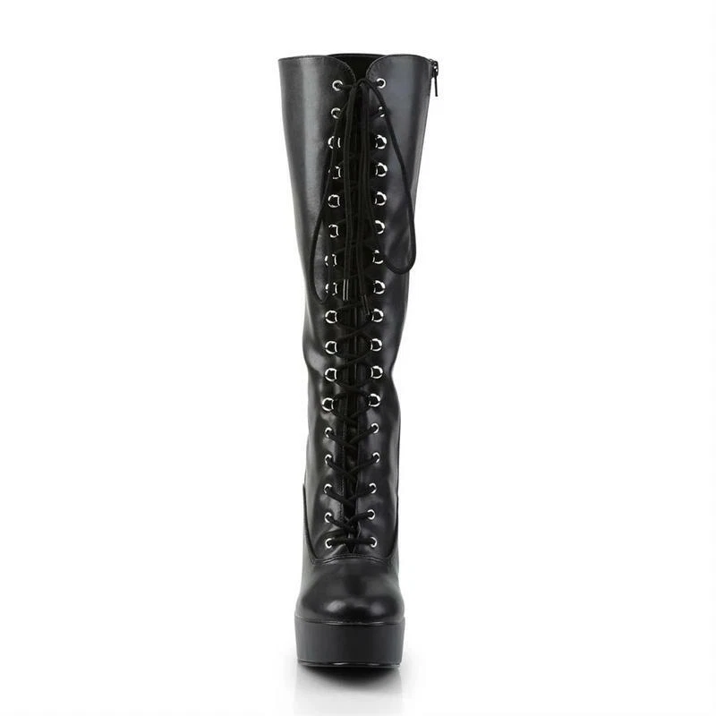 Demonia Bottines Gothiques à Talons Hauts High Easy PU Noir, 7,6-10 cm - Photo 3/4