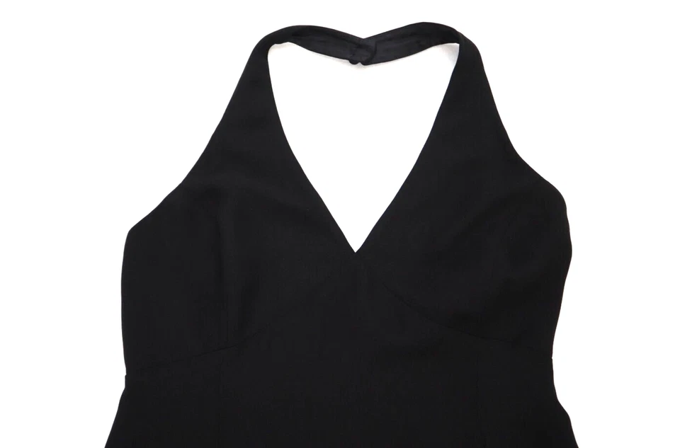 Vestido para mujer Chaps talla 8 negro halter fiesta cóctel volantes dobladillo Foto 4 de 4