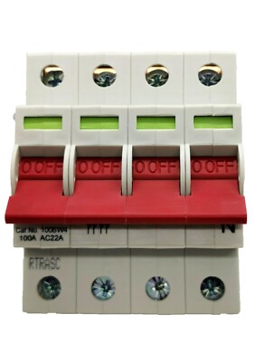 CRABTREE 100Amp Trennschalter 4 polig Schalter dreipolig Neutralschutzschalter