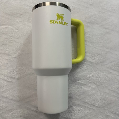 Stanley 40 Unzen Becher weiß und limettengrün gebraucht mit Deckel