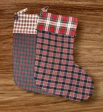 Old Navy Plaid Christmas Stockings Lot of 2 New with Tags Classic Holiday Decor