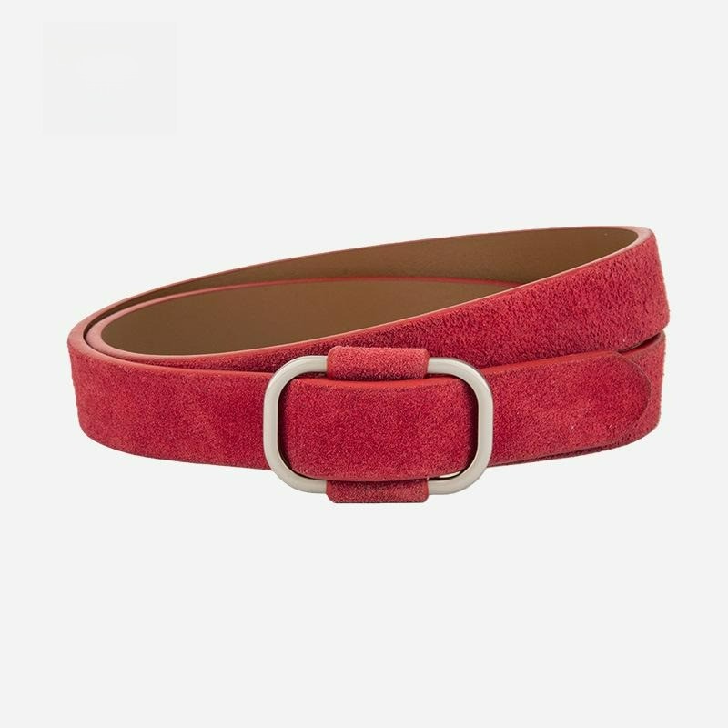 Cintura donna nuova resistente in vera pelle scamosciata moda fibbia quadrata metallo foto 5