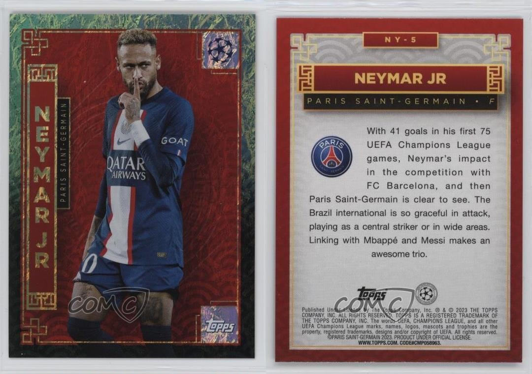 2022 Topps Jade Edition UEFA Club Competitions Chinese New Year Neymar Jr #NY-5 view 3