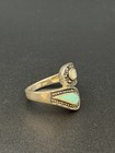 Vintage Sterling Silver Marcasite Bypass Ring Turquoise Chalcedony 925 — photo 3