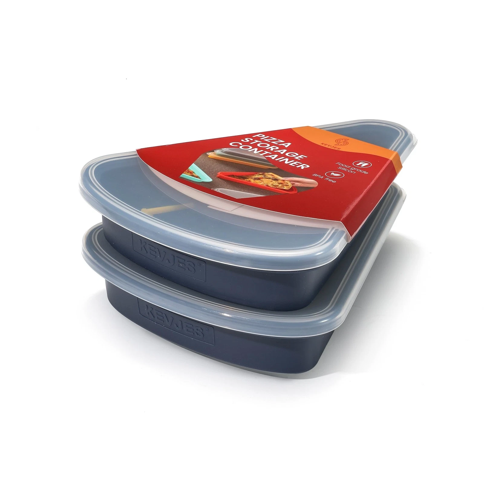 2-Pack Reusable Silicone Leftover Pizza Slice Storage Container with -tight L...