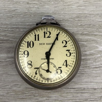 Vintage New Haven Compensated Pocket Watch works in Box | eBay