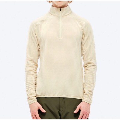 The Mountain Studio Mens M Beige Striped Quarter Zip Pullover Long Sleeve Shirt