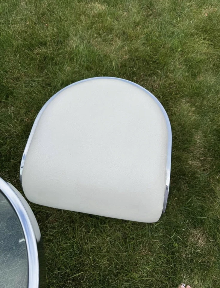 Mid-century Modern Polished Chrome Oval Sofa Or Console Table With Chairs - Image 4 of 4