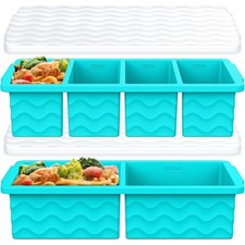 Silicone Freezer Trays with Lid for Soup, 1-Cup 2-Cup Large Ice Cube Molds