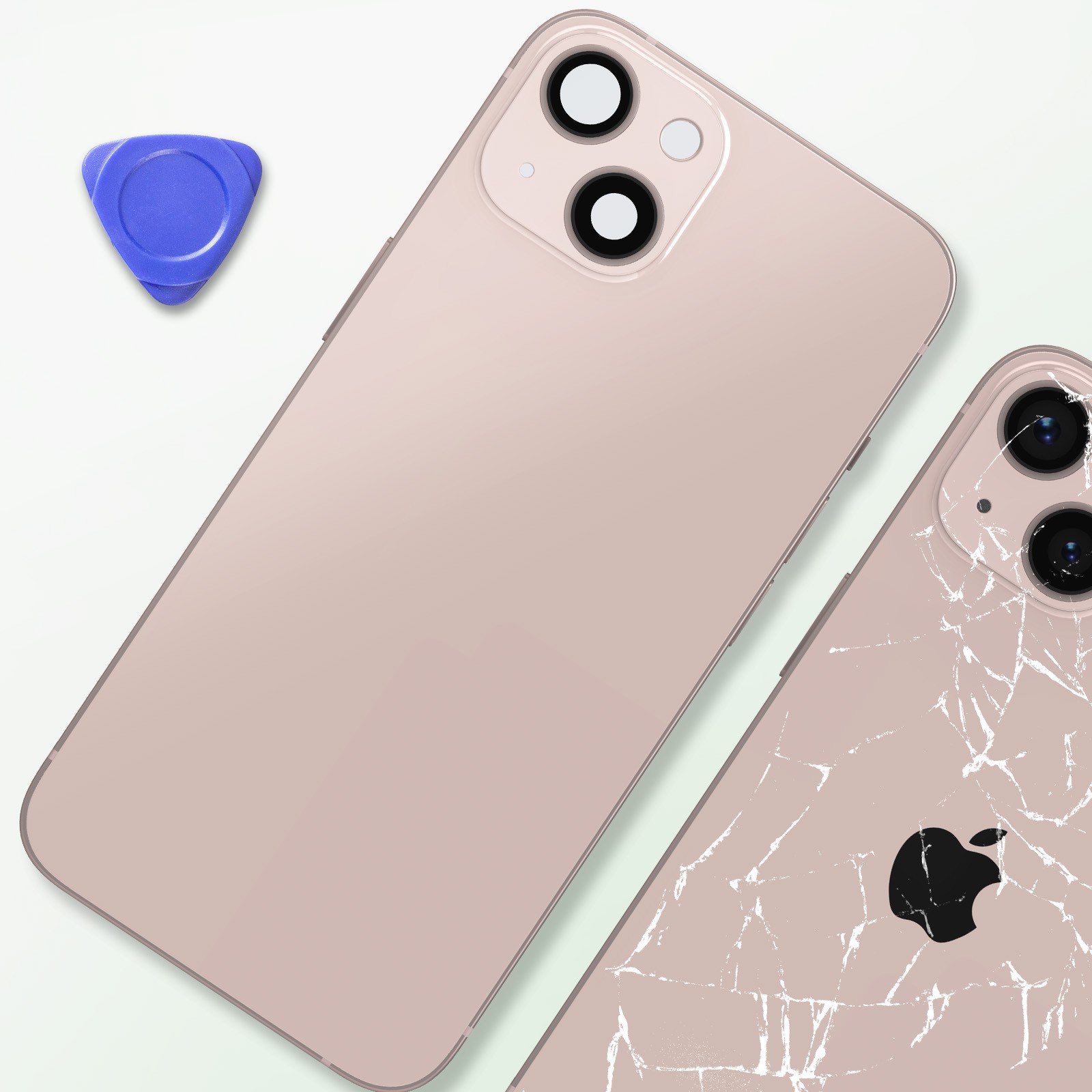 Coque iPhone 13 Clappio rose clair avec cache batterie amovible antichoc