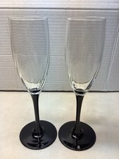 2 Vintage Luminarc France Swirl Black Stem Ch...