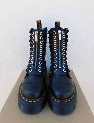 DR. MARTENS LEATHER SINCLAIR HI TWIST PLATFORM BOOTS, WOMEN US 5