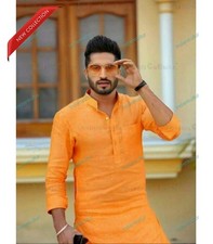 Indian Cotton Mens Shirt Long Sleeve Kurta Loose Shirt Mens Cotton Clothing