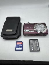 Nikon Coolpix S220 10.0MP Digital Camera Plum 3x Optical Zoom W/ Battery Memory