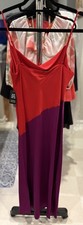 Express Satin Colorblock Cowl Neck Midi Slip Dress Purple Red Medium