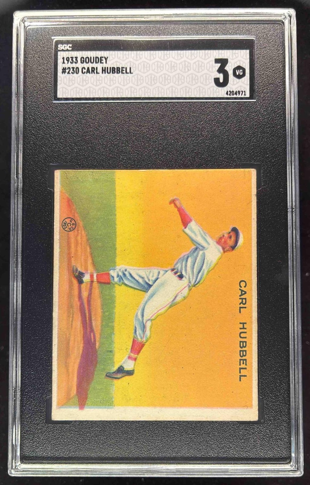 1933 Goudey #230 Carl Hubbell RC SGC 3