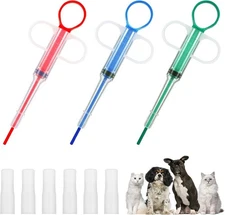 3pcs Cat Pill Dispenser,Pet Shooter,Pills Pusher for blue & red & green 