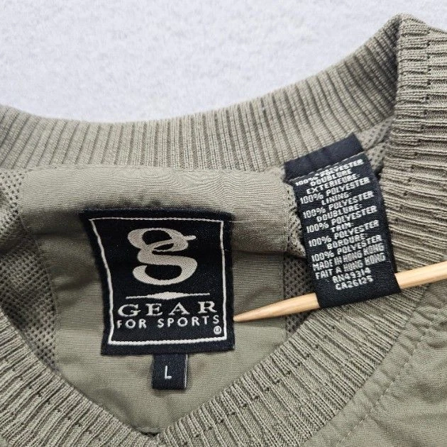 Gear For Sports Men's Large Olive Green Long Sleeve V-Neck Pullover Windbreaker - Image 3 of 4