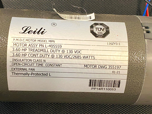 Leili Treadmill PMDC Motor L-405559 3.60HP 130VDC External Fan NordicTrack