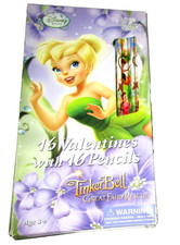 DISNEY FARIES ~ VALENTINES & PENCILS ~ TINKER BELL-16 VALENTINES & PENCILS