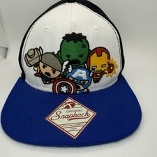 Marvel Heroes Avengers Hat One Size Fits All - Black Blue White Snapback Read