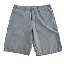 Vtg Quicksilver Gray Flat Front Cotton Bermuda Shorts Men's Large 10" Inseam EUC