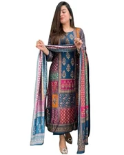 GoSriKi Women?s Viscose Rayon Straight Kurta Pant Dupatta Set | Stylish Kurti...