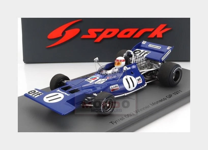 Miniature 1/18 Spark – Tyrrell F1 003 N°12 – Vainqueur GP Grande-Bretagne 1971 Stewart