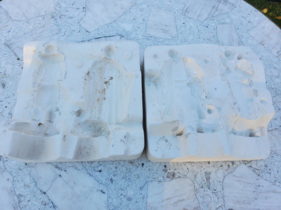 Vintage 1972 Duncan Ceramic Slip Casting Mold Two Shepherds w/ Sheep  # 482