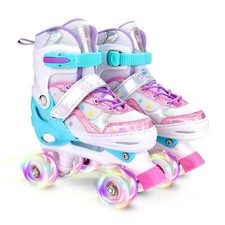 Toddler Roller Skates for Girls Kids Boys, 4 Size Adjustable with Light Up Wh...