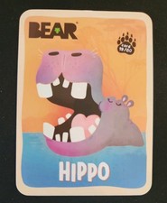 BEAR Fruit Snacks Collectible Animal Trading Cards - Hippo #19/60