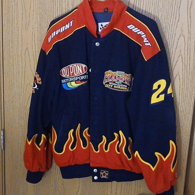 Dupont NASCAR Jeff Gordon #24 4-Time Champion Bomber Jacket Navy Red