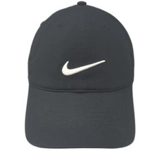 Nike Golf Hat Black White OS Strapback Dri-Fit Legacy91 Embroidered Swoosh