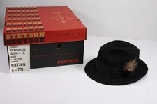 Vintage Royal Stetson Saxon Black Fedora Hat Size 6 7/8 with Box Made In USA