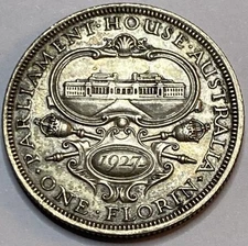 1927 AUSTRALIA ONE FLORIN 2 SHILLINGS 92.5% SILVER PRE-DECIMAL COIN | *HIGGS (4)