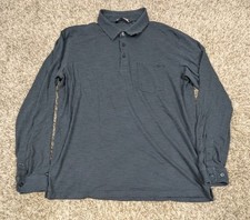 Travis Mathew Polo Shirt Men Large Grey Striped Pima Cotton Blend Golf Preppy