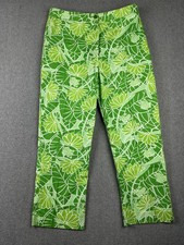 Vintage Lilly Pulitzer Pants Womens 10 Frog Floral Lily Pad Print Straight Rare