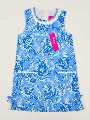 NEW Lilly Pulitzer Girls Classic Shift Dress Blue Peri Turtley Awesome Size 10