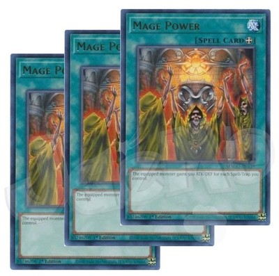 Yugioh - Mage Power x 3 - 1st Edition Rare NM - Plus Free Holo Card