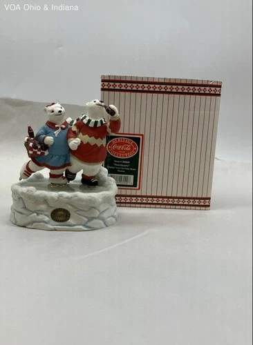 Vintage 1995 Coca-Cola Skating Polar Bears Music Box Heritage Collection w/ Box