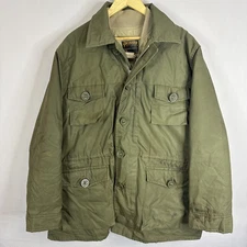 Vintage Military-Style Olive Green Down Jacket Pioneer Vancouver Canada XL Parka