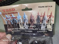 TSSD The Alamo Mexican Helmet Cavalry Figures with Horses Set 26 1/32